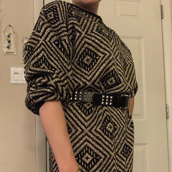 Gold and Black Geometic Sweater/Sweater Dress - Picture 2 of 6